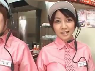Asian Busty Teen Trio Flashing Tits At The Fast Food
