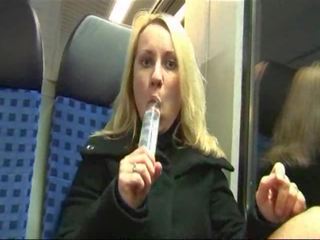 German escort masturbates and fucked on a train