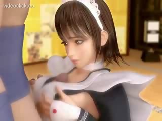 Cute 3d cartoon maid titfucked and fingered