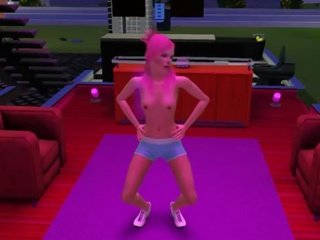Sims 삼 유방을 드러낸 댄스