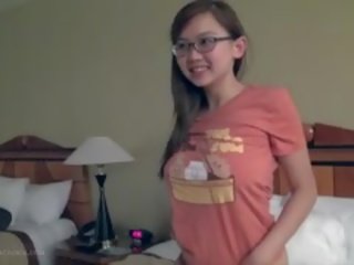 Perky Busty Asian mistress Fngers In Glasses