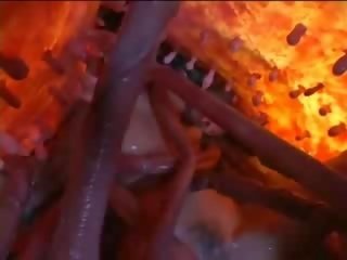 Atemberaubend orientalisch schulmädchen saugt ausgeflippt lange tentakel