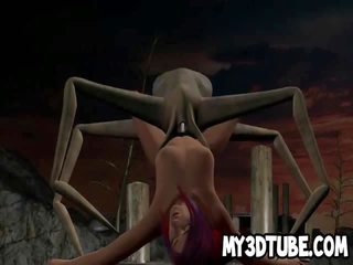 3d dibujos animados divinity consiguiendo follada por un alien spider