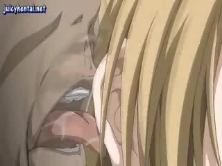 Hentai blondynka dostaje gangbanged