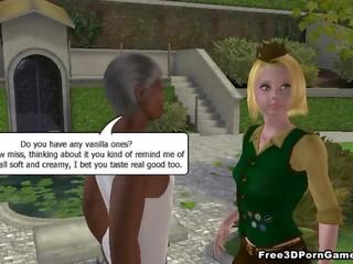 3D blonde sucks on a black johnson