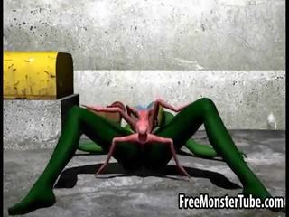 3d desenho animado alienígena divinity obtendo fodido difícil por um spider