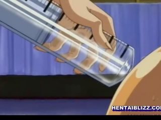 Roped redhead anime gets ass injection