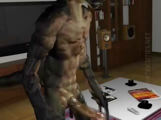 3D Hentai femme fatale Gives BJ To An Alien
