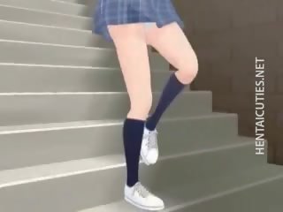 Attractive 3d anime mladý žena mít a mokrý sen