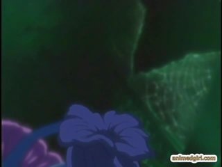 Caught anime gets squeezed her bigtits and ass drilled by tentacles