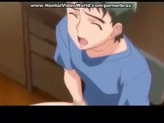Anime jovem grávida filha vai à frente diversão caralho em cama