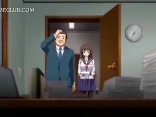 Anime dochter in school- uniform blazen groot manhood