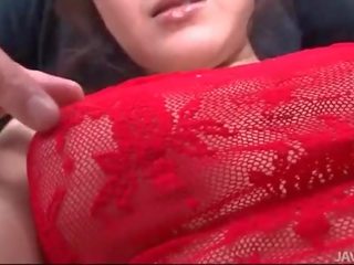 Rui Natsukawa in red lingerie used by three juveniles