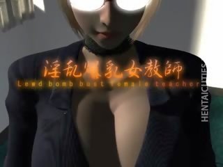3D Hentai femme fatale In Glasses Slurp Cum