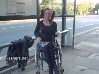 Paraprincess outdoor exhibitionism and flashing wheelchair bound cookie showing