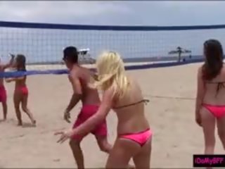 Enchanting Besties clips Booty On The Beach And Enjoyed Groupsex