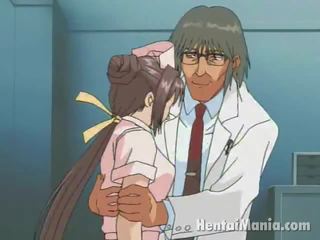 Elegant anime verpleegster krijgen groot kannen geplaagd en nat barst humped door de wellustig intern